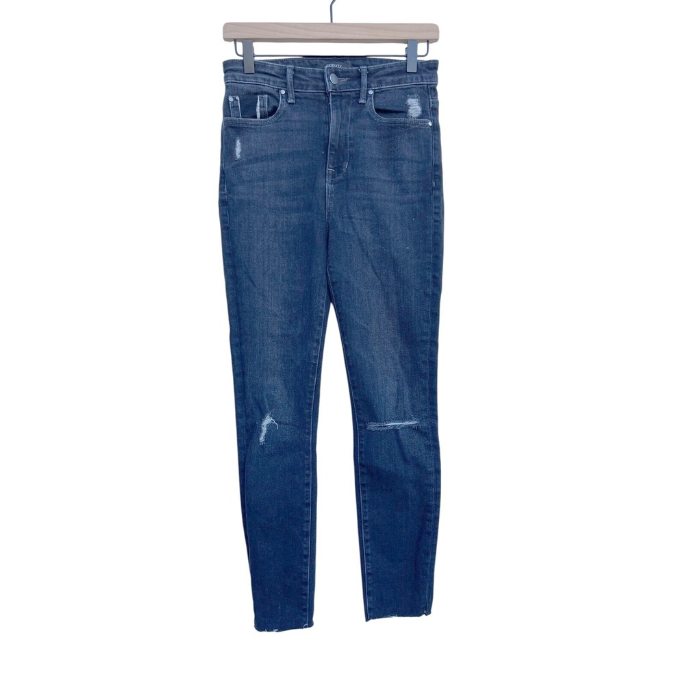 Fidelity Luna Ultra High‎ Ankle Jeans, Black Denim, Distressed, Size 26